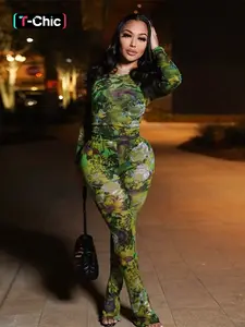 Women's Floral Print One-piece Overalls Skinny Jumpsuit, Casual Comfy Long Sleeve Bodysuit for Summer, Women's Clothes for Daily Wear