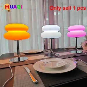 Modern Nordic Bauhaus Style Desk Lamp, Cream Burger Macaron Table Light, Bedroom Bedside Nightlight for Kids, Dimmable 5w LED