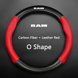 Carbon Fiber Leather Car Steering Wheel Cover, Breathable Anti Slip, for Dodge RAM Journey Charger Challenger Caliber Durang, Auto Accessories
