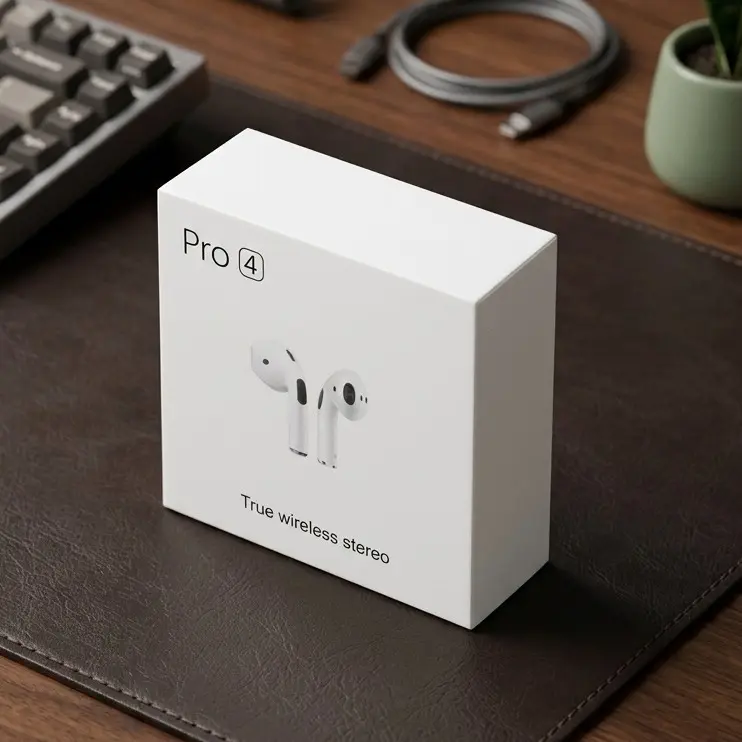 True Wireless Stereo Pro 4 In-Ear Earbuds, Sleek Portable Bluetooth Audio Headphones for Workout, Custom Electronic Accessories