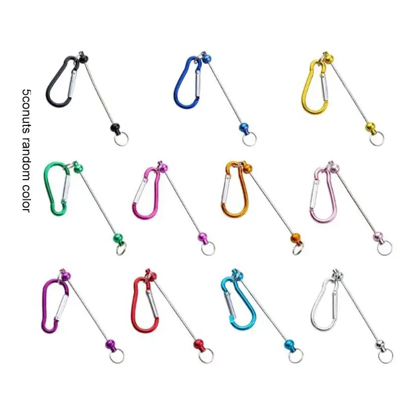 Random Color Beaded Keychain with Carabiner, 5 Counts DIY Beaded Keychain, DIY Keychain for Bag, Car, Phone, Key Charms Decor