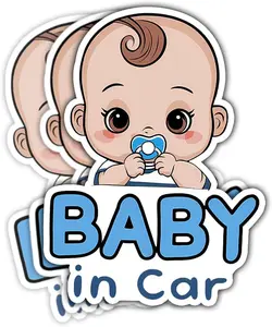Baby in Car Sticker, 3x3 inches sticker for Laptop Book Water Bottle Phone Car Hard Hat