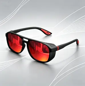 Retro Side Shield Polarized Sunglasses, Matte Black Frame Eyewear, Anti-Glare Sun Glasses for Driving & Outdoor