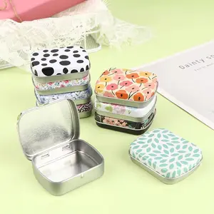 Mini Tin Box Metal Hinged Empty Tins With Lid Portable Rectangular Small Storage Container Candy Pill Cases For Home Organizer