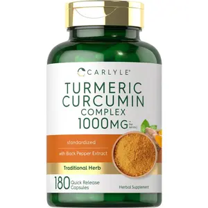 Carlyle Turmeric Curcumin with Black Pepper 1000mg | 180 Capsules | Turmeric Complex Supplement | Non-GMO, Gluten Free