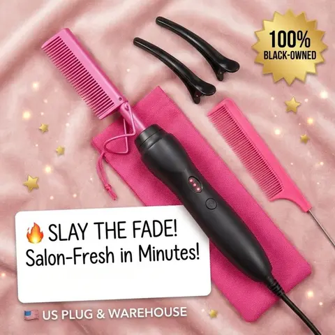Electric Hot Comb Straightening Comb for Natural Hair Black Women | Fast Heating Hair Straightener for Silk Press & Wig Styling , Beauty Products, Curly Hair
