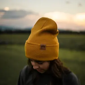 Three Tree Foldover Beanie - Mustard