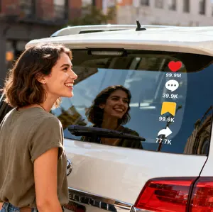 TikTok Likes Icons Mirror Sticker Set Waterproof Window Decals Easy Stick & Remove Viral and Fun Interactive Car Decoration( Likes, shares, saves, and reposts data are randomized)