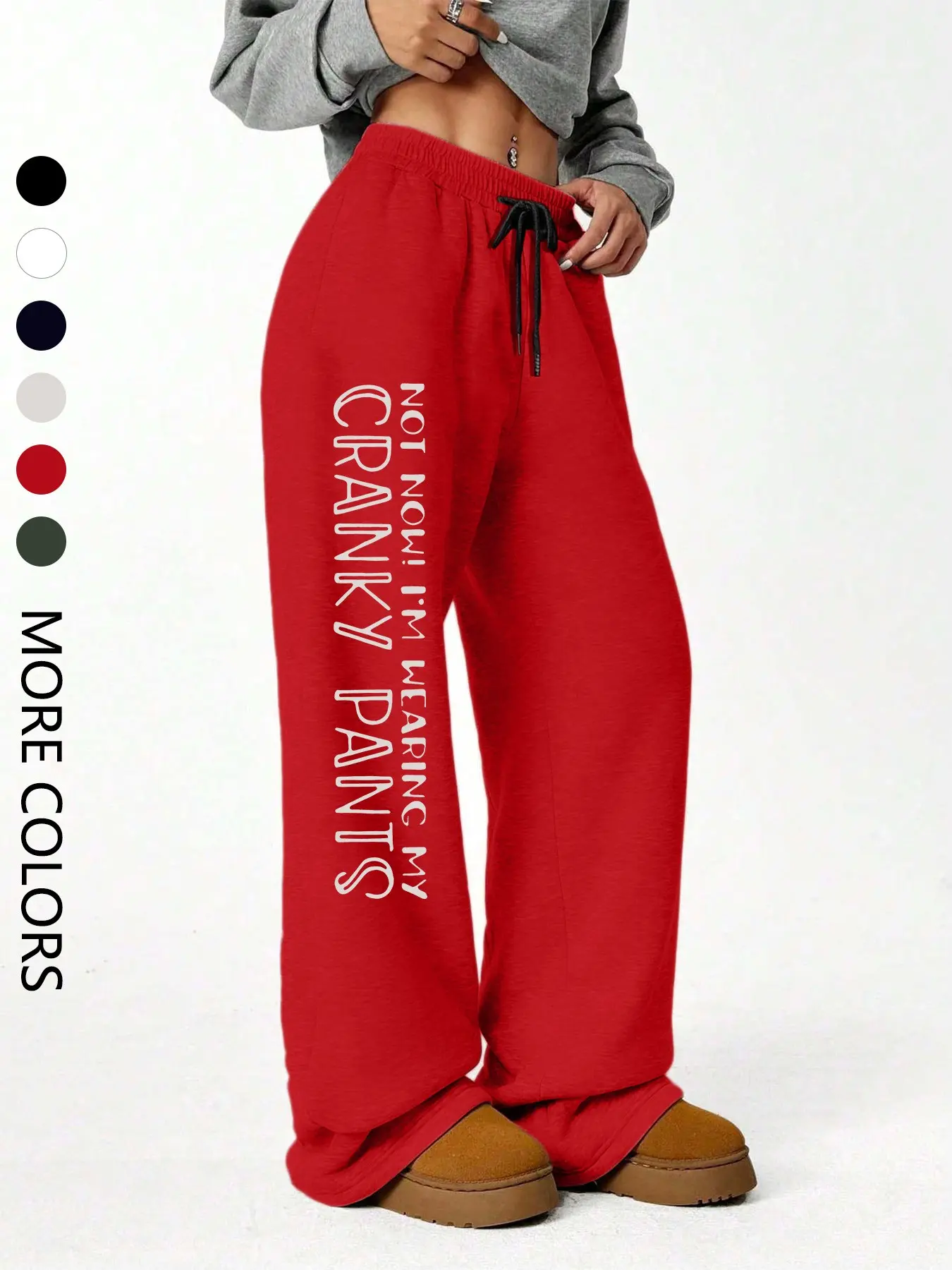 Women's Casual Jogger Pants, Fun Slogan Print, All Seasons Wear, Comfortable Daily, Versatile Long Pants for Spring & Fall