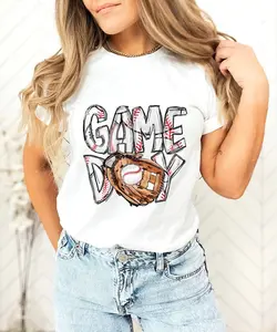Women's Baseball Game Day Tee, Casual Short Sleeve T-shirt, Perfect for Sports Fans, Comfortable and Stylish Top for Daily Wear