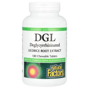 Natural Factors DGL, Deglycyrrhizinated Licorice Root Extract, 180 Chewable Tablets
