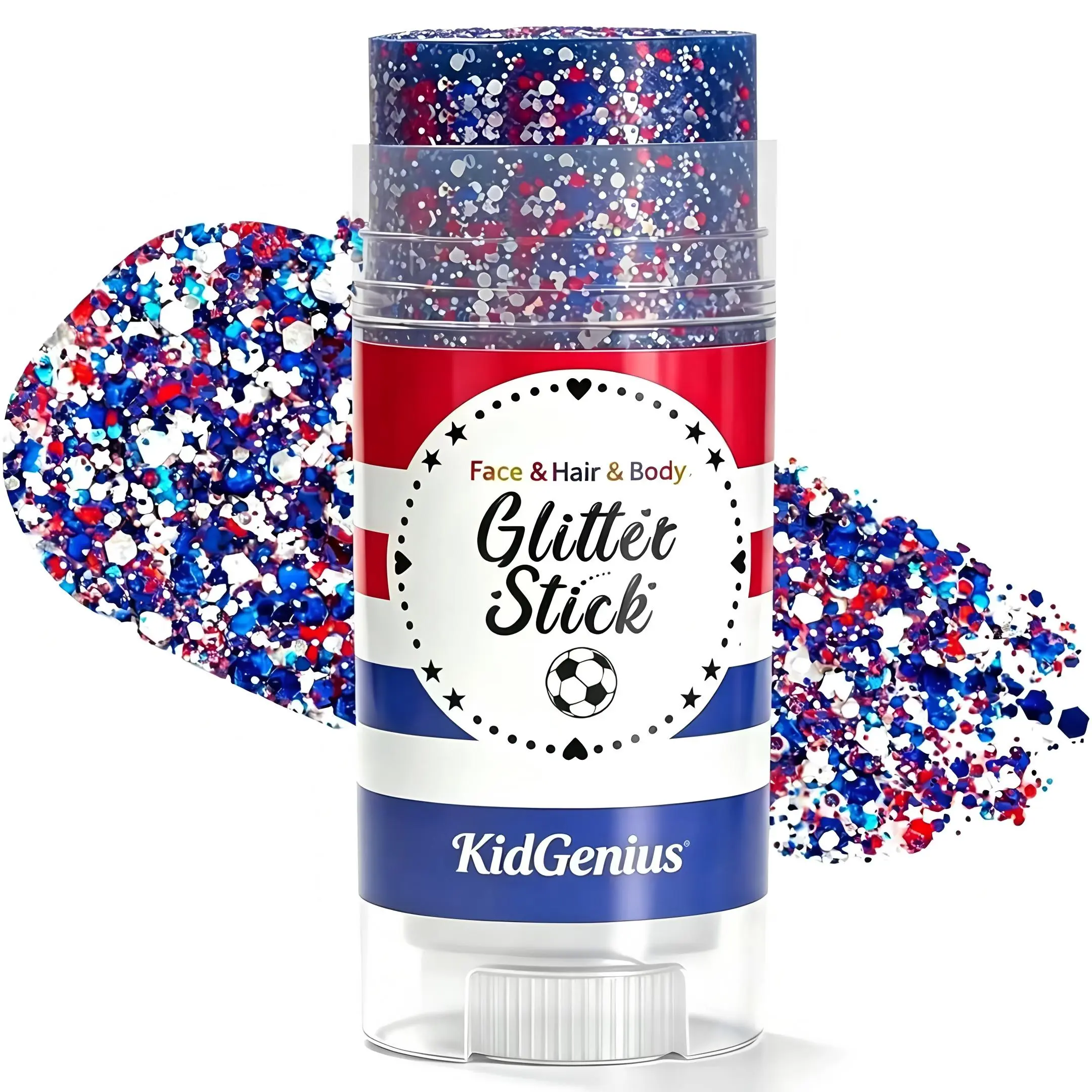 KIDGENIUS Glitter Makeup Stick, Long-Lasting Waterproof Body Shimmer for Kids, Gentle Face & Body Highlighter for All Skin Types, Cosplay & Daily Make Up, Body Glitter
