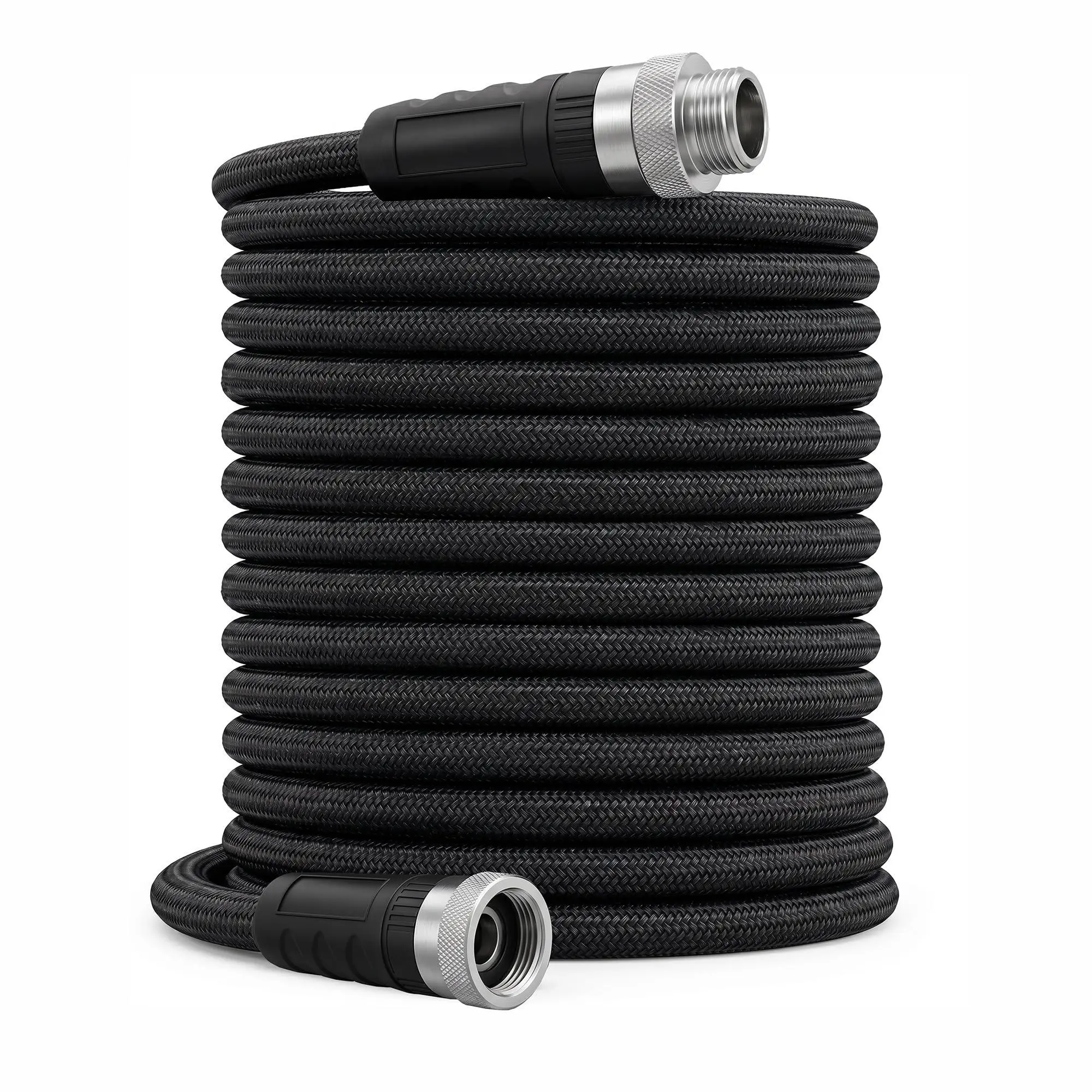 Garvee 50 FT Non-Expandable Lightweight Garden Hose - TPE Inner Tube, Durable Braided Outer Layer, Anti-Kink Design, Reinforced Aluminum Connectors for Watering, Outdoor Cleaning, Lightweight Hose