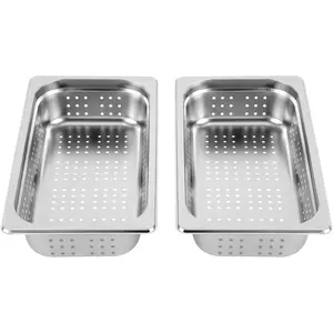 2-Pack Anti-Jam Perforated Stainless Steel Steam Table Pan, 1/3 Size, 2" Deep Commercial Chafing Steam Table Pan Hotel Pans,Catering Food Pan (2-Pack,1/3 Size, 2" Deep)
