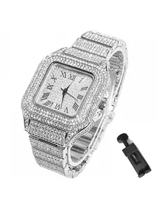 silvery,golden,Rose golden Watch with Gift Boxes, Adjusters,Cuban Bracelet,Square Dial Quartz Wristband Wrist Watch - Perfect for Men, Women, Friends, Lovers, and Parents - Ideal for Parties and Christmas Gifts, Quartz Wristwatches
