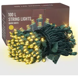 33FT 100 LED Christmas String Lights Indoor Outdoor , Warm White Christmas Lights Green Wire, Twinkle Lights Plug in for Tree Room Bedroom Wedding Xmas Decorations