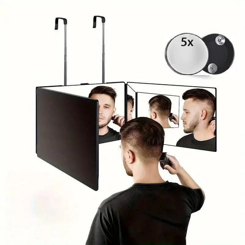 Hot 3 Way Trifold Haircut Mirror Makeup Mirror, 360 Degree Mirror for Hair Cutting, Shaving, Grooming, Hair Styling, Dye Hair and Makeup with Adjustab