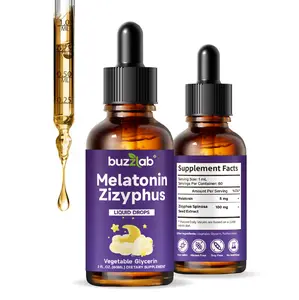Buzzlab 5mg Melatonin Liquid Drops with Zizyphus - Healthcare Sleep Support, Fast Absorption, Non-Habit Forming, 2 Fl Oz