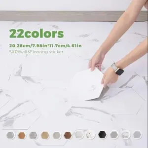 20 Pieces PVC Self-Adhesive Hexagon Wall Sticker, Peel and Stick Cork Floor Tiles, DIY TV Background, Kitchen, Bedroom, Office, Living Room