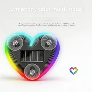 2 Pack Solar-Powered Heart LED Lights – Rechargeable Car Window Decor, Romantic Ambient Lighting for Couples & Parties