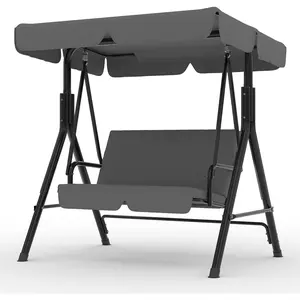 Outdoor Porch Swing with Adjustable Canopy, 3-Seat Patio Swing Chair with Stand, Heavy Duty Patio Swing for Garden, Backyard,summervibes