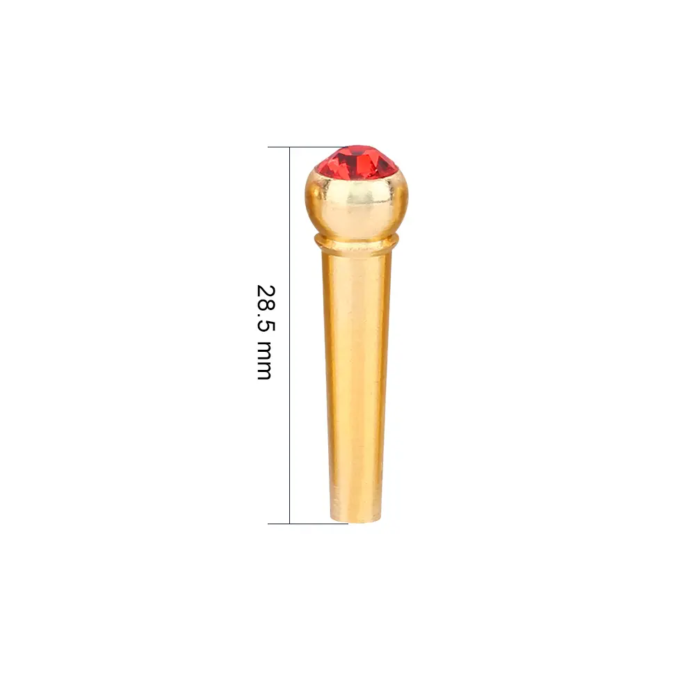 6Pcs Brass Made Guitar Bridge Pins with Crystal Glass Dot Decor Music Instrument Parts Red
