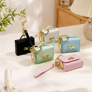 Cute Mini Bag Keychain Luxury Leather Coin Purse for Women, Tiny Handbag Bag Charm Pendant Lip Balm Airpods Holder, Aesthetic Gift for Girls