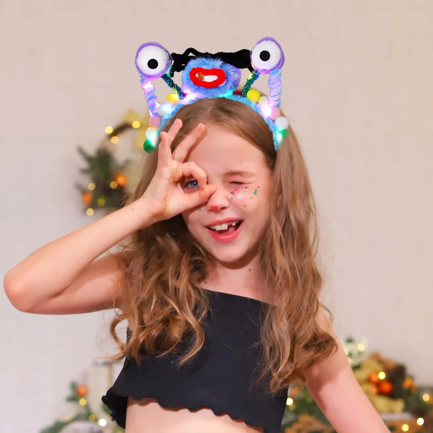 Bopper Headband Light Up Hair Hoop Headpiece Alien Headbands Party Costumes Accessories for Women and  Girls