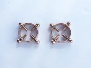 rose gold Fake nipple ring shield piercing, nipple clamps (2 pieces)