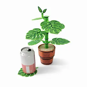 Leafy Loungers – Leaf-Shaped Coaster Set (6-Pack) | PU Foam Drink Coasters for Tables & Home Décor