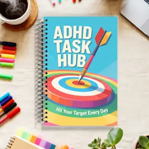 ADHD PLANNER - Achieve Daily Wins & Manage Executive Dysfunction, A5 Organizer with Categorized To-Do Lists and a Gratitude Section, 108 Pages, Durable Twin-Wire Binding, 100gsm