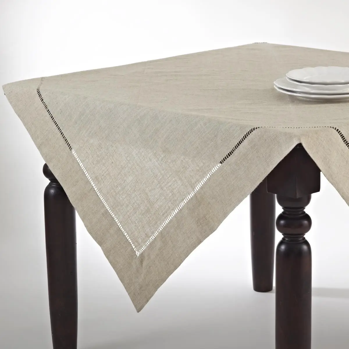 212 MAIN 40 in. Square Poly-Linen Polyester Blend Toscana Tablecloth - Natural Look, Tuscan Vibe, Mediterranean Style Household Kitchen Textile for Dining Tables