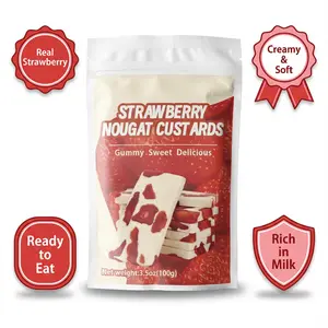 3 Packs of STRAWBERRY NOUGAT  Made with real strawberry pieces and a creamy, milky center, these candies are a taste of pure indulgence. Each bite is a burst of fruity sweetness and a satisfying gummy texture.  Individually wrapped for freshness