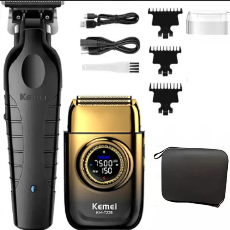 Kemei Rechargeable Cordless Shaver for Men, Multi-Functional Beard Trimmer, Face Care, Hair Clipper Set Km-2299, Km-T228