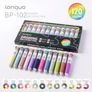 Languo 10-Color Drawing Ballpoint Pen Set, 0.8mm Tip, Rich Colors, 360° Rotating Stress Relief, Ideal for Art and Writing