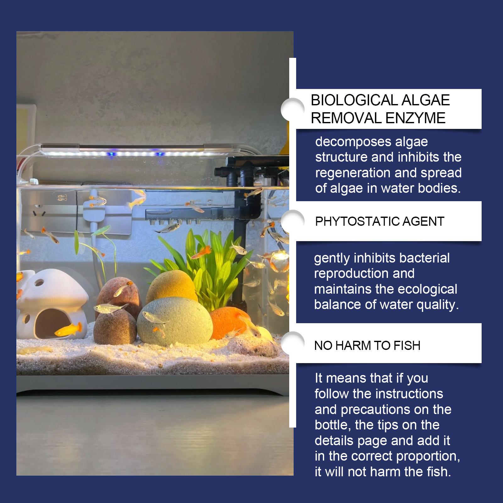 Aquarium Water Clarifier Cleans Tank Stains Removes Moss & Algae Purifies Water Safe for Fish Daily Maintenance Formula