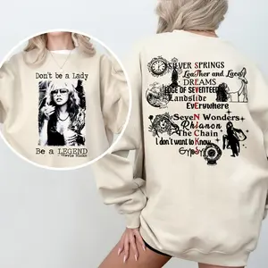 Stevie Nicks Don’t Be a Lady Be a Legend Sweatshirt, Fleetwood Mac Songs Graphic Pullover, Vintage Rock Band Sweater for Fans