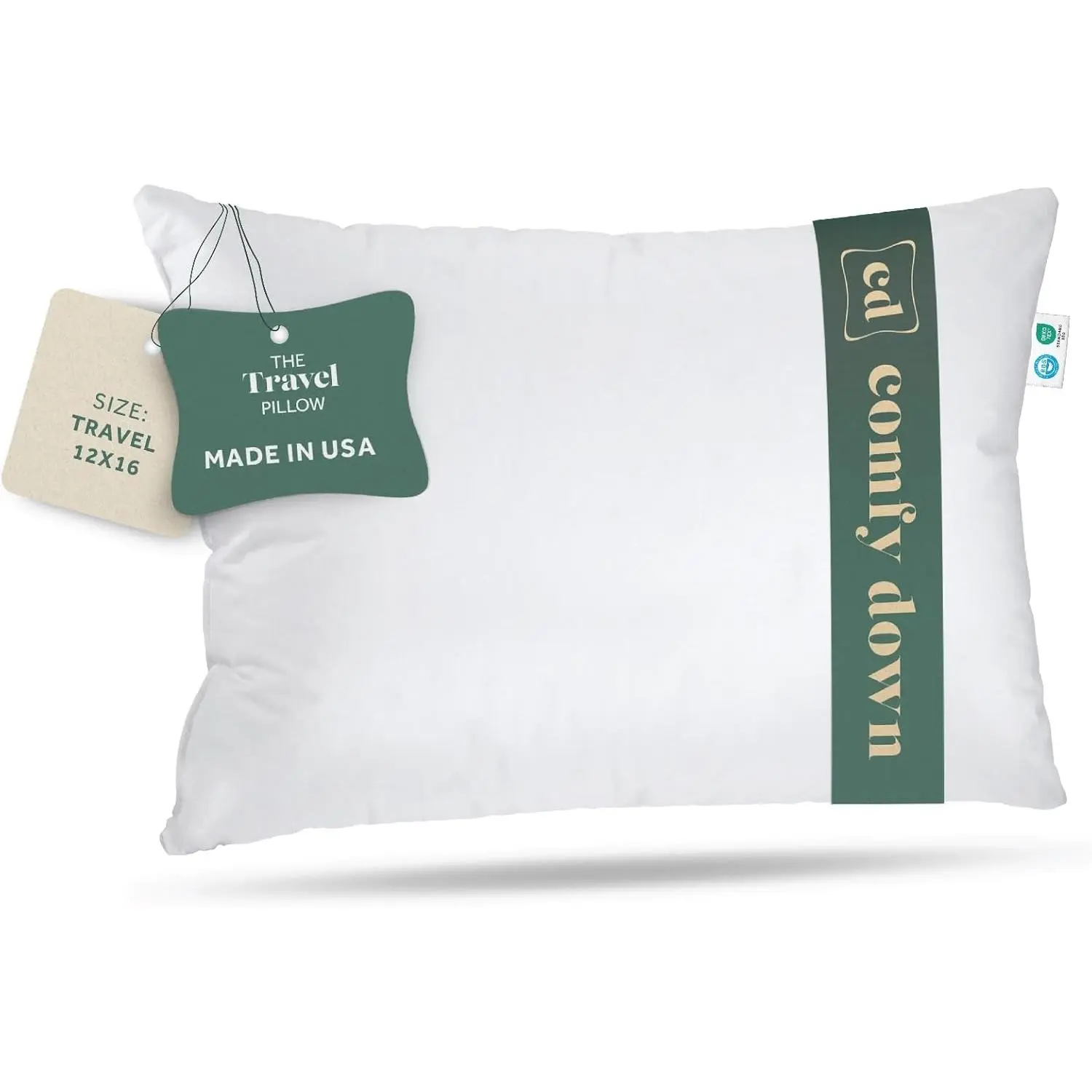 Goose Down Travel Pillow - Filled with 800 Fill Power European Goose Down, Egyptian 300 Thread Count 100% Cotton Cover for Plane car & Home - Made in USA