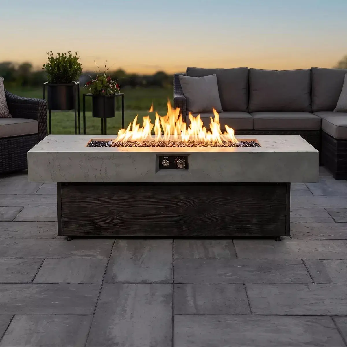 Tabletop Propane Fire Pit Table 55" 50,000 BTU Adjustable Height Patio Heater