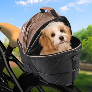 Bicycle Handlebar Front Basket, Multifunctional  Small Pet Cat Dog Carrier, Detachable Cycling Picnic Bag for Commuting Shopping Camping