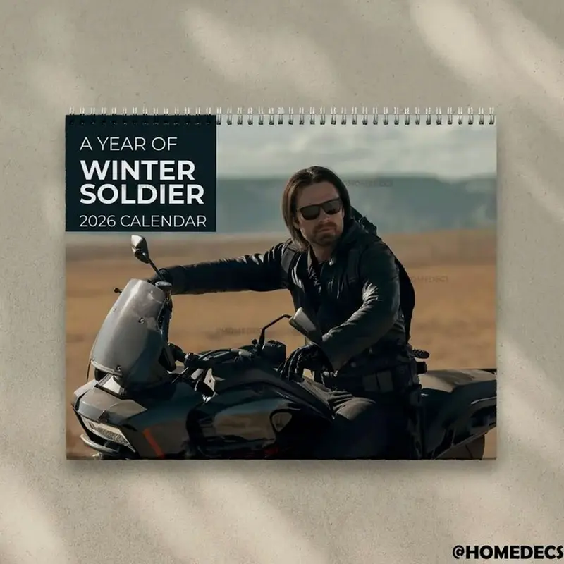 A Year Of Winter Soldier Calendar 2026 - Bucky Barnes, Winter Soldier, Carter Baizen,  Home Decor, Office Decor, New Year Superhero Fan Gift