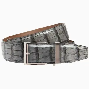 Crocodile Dark Grey Dress Ratchet Belt 1.575" [40mm]
