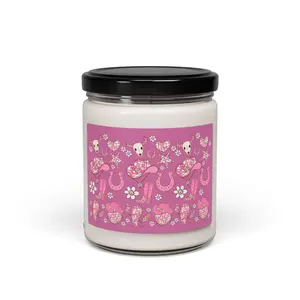 Cowgirl Charming Scented Soy Candle, Cozy Decor, Farmhouse Style, Gift for Her, Home Fragrance, Pink Floral Design