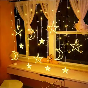 LED Star String Curtain Light, 1 Count Battery Powered USB Fairy String Light, Decorative Light for Home Party Wedding Festival, Party Decoration Supplies