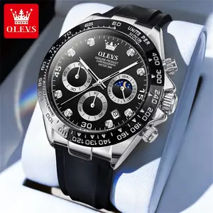 OLEVS Authentic Men's Quartz Watch (Model 2875) - Silicone Strap, Luminous Function, Chronograph, Waterproof, Fade-Resistant, Ideal Birthday & Anniversary Gift (Fashion Men's Watch Detailing Products)