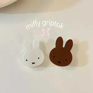 Cute Bunny Rabbit Phone Grip, Miffy-Style Phone Holder, Kawaii Phone Grip, Kindle Stand for Magsafe Magnetic Loop Grip and Stand pop  grip sticky  phone  grip Mini Phone Grip cellphone  grip Expanding Magnetic Phone Grip Holder