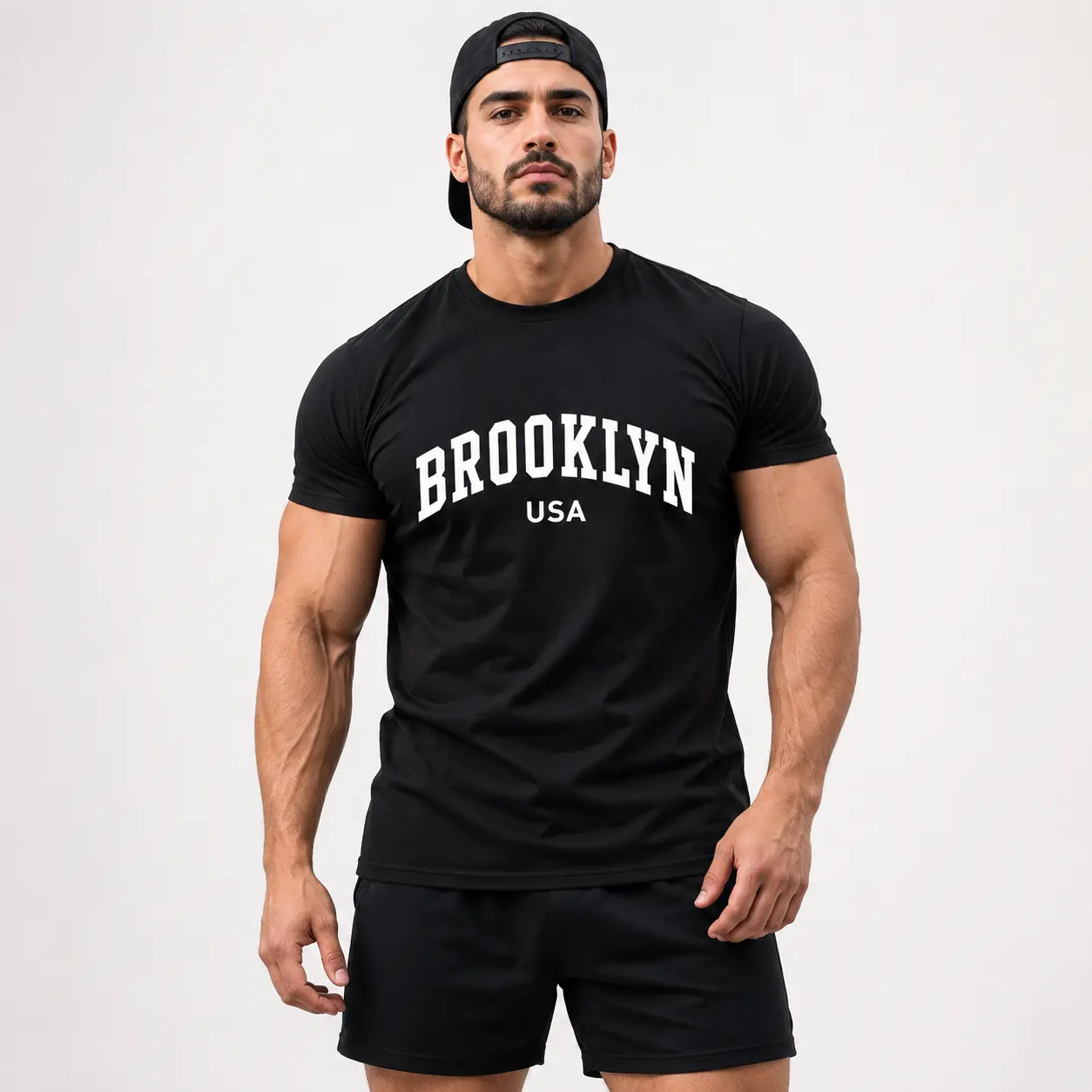 Men’s Brooklyn USA Graphic Short-Sleeve T-Shirt - Vintage College Letter Varsity Top, New York Streetwear, Urban Hip Hop Casual Gym Pump Cover, Summer City Outfit, Birthday Gift for Men