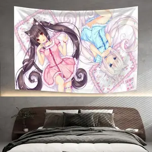 Kawaii Anime Canvas Tapestry, Hanging Wall Decor, for Bedroom, Dorm, Home & Office, Party Backdrop, Gift For Fan