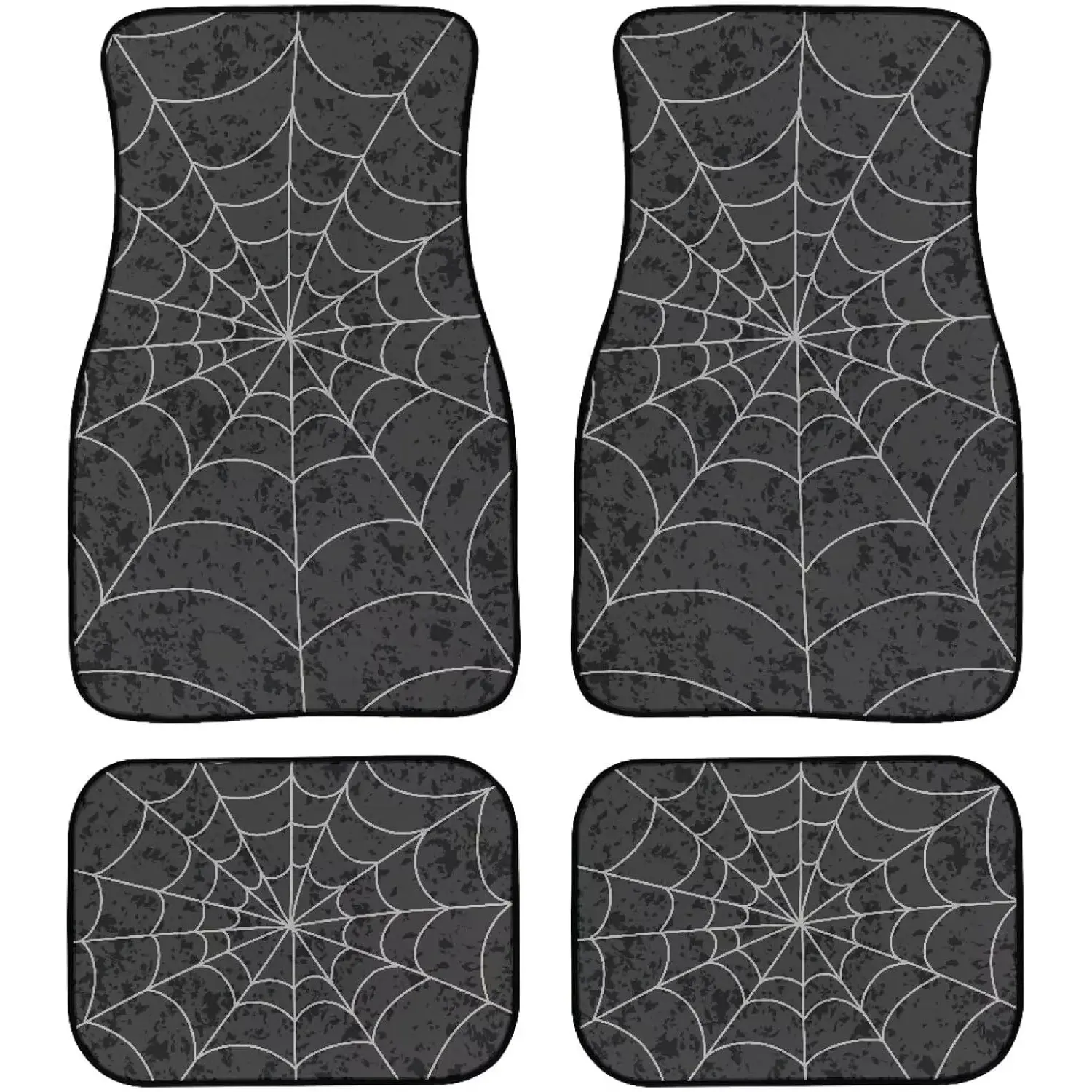 Spider Web All Weather Carpet Vehicle Floor Mats Gothic Spider Web 4Piece Universal Fit Automotive Mats Floor Mat Interior Gray Batik Minimalism Accessories for 1st 2nd Row Car Accessory Car Mat Set