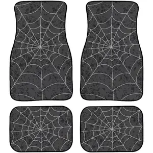 Spider Web All Weather Carpet Vehicle Floor Mats Gothic Spider Web 4Piece Universal Fit Floor Mat Interior Gray Batik Minimalism Accessories for 1st 2nd Row Car Accessory Car Mat Set